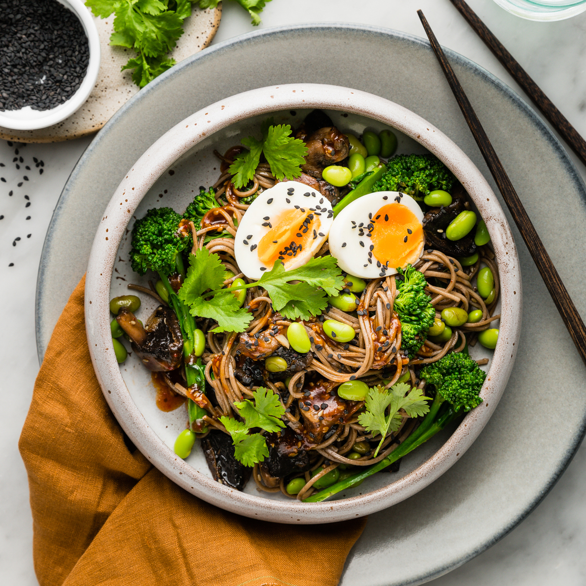 FS Korean Sticky Noodle Bowl with Broccolini, Edamame & Sesame Seeds