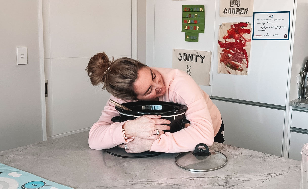 Han Hugging a slow cooker