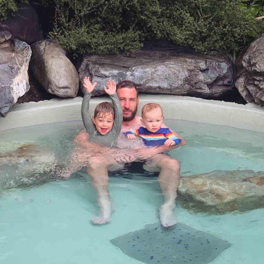 Luke, Cooper and Jonty Romano at the Hot Pools New Zealand