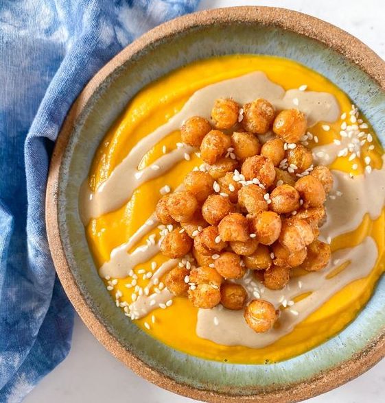 Pumpkin Soup with Crispy Chickpeas