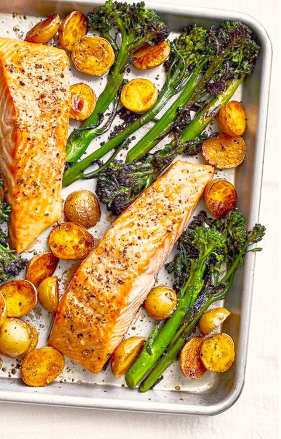 Lemony Salmon and Potato Traybake - Han Romano